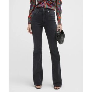 Veronica Beard Leena Mid Rise Bootcut Jeans Size 28 Washed Onyx Black